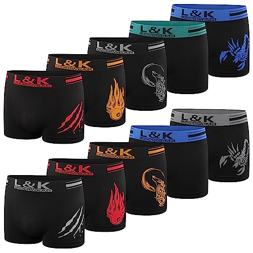 herren boxershorts 10er pack l&k unterwäsche microfaser schwarz größen s-3xl