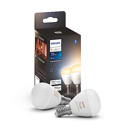 philips hue e14 led lampen doppelpack, weißes ambiance licht