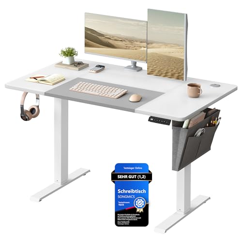 höhenverstellbarer schreibtisch elektrisch 120 x 60 cm songmics mit memory-funktion