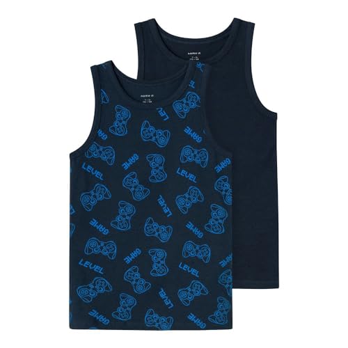 name it jungen tanktop 2er pack dark sapphire gamer, größe 98