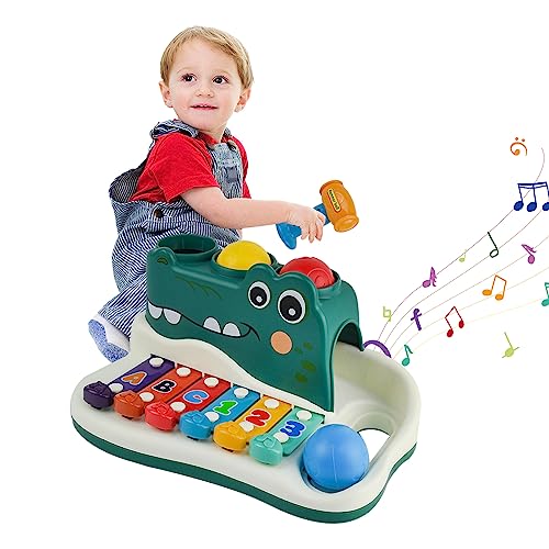 kikuo xylophon kinder ab 1 jahr, xylophon baby mit farbigen bällen und hammer
