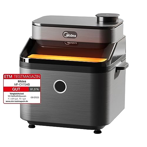 midea dualtaste heißluftfritteuse 7 liter airfryer xxl 8 programme sichtfenster 40-200