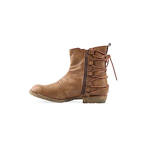 chshoer damen leder stiefel braun low heel 38.5 klassisch strapazierfähig
