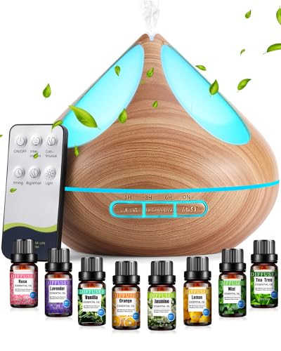 vulkan aroma diffuser 500 ml mit 8 ätherischen ölen, ferngesteuert, braun