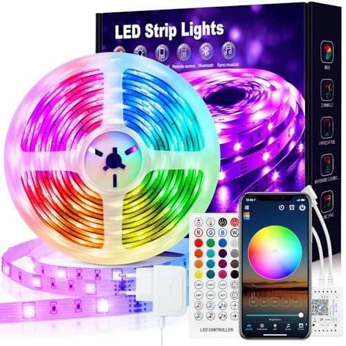 vkh led strip 5m rgb selbstklebend bluetooth mit fernbedienung und app für gaming party