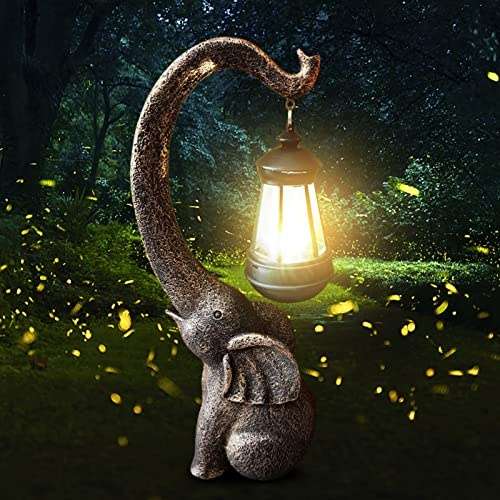 hiame solar licht gartendeko elefant ente tier statue skulptur für außen