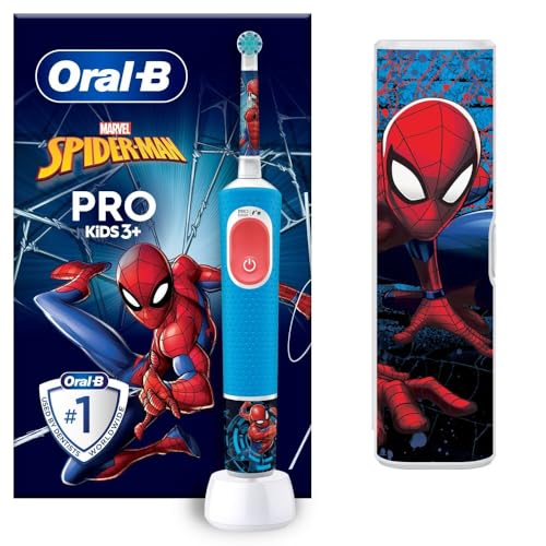 oral-b pro kids spiderman elektrische zahnbürste für kinder ab 3 jahren, sensitiv modus, extra weiche borsten, blau/rot