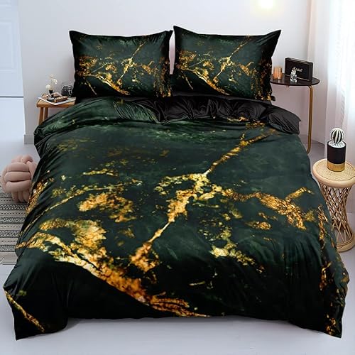 luowei 3d bettwäsche grün gold marmor 155x220cm mikrofaser bettbezug reißverschluss 2 kissenbezüge 80x80cm