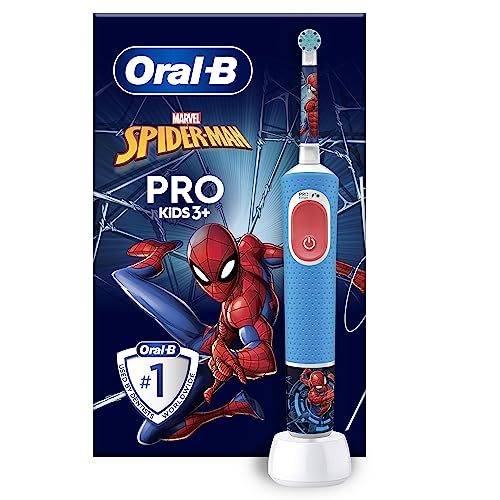 oral-b pro kids spiderman elektrische zahnbürste für kinder ab 3 jahren, sensitivmodus, extra weiche borsten