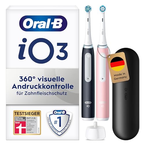 oral-b io series 3 elektrische zahnbürste doppelpack, 2 aufsteckbürsten, 3 modi