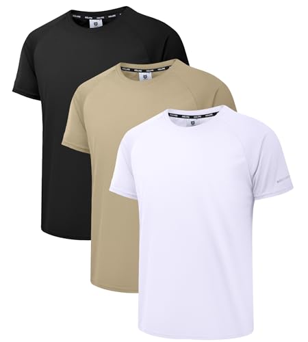 herren t-shirts 5er pack holure kurzarm atmungsaktiv schnelltrocknend schwarz weiß khaki S