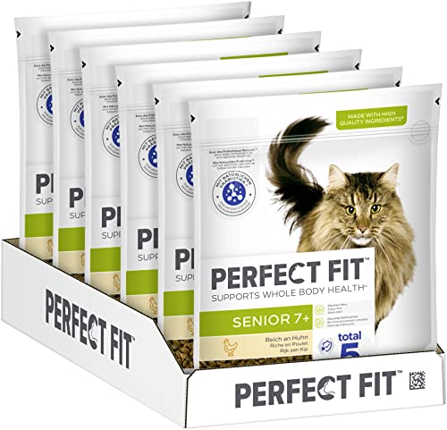 senior trockenfutter perfect fit für katzen ab 7 jahren - huhn, 750g (6 beutel)