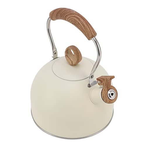lyrlody teekanne 2,5l edelstahl pfeifender wasserkrug für herdplatte beige