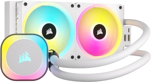 Corsair iCUE H100i RGB 240mm AIO Wasserkühlung, Weiß, QX120 RGB