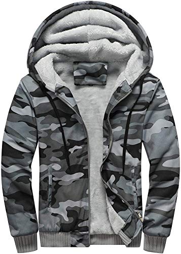 vsusn herren kapuzenpullover mit reißverschluss, fleecejacke, grau, m