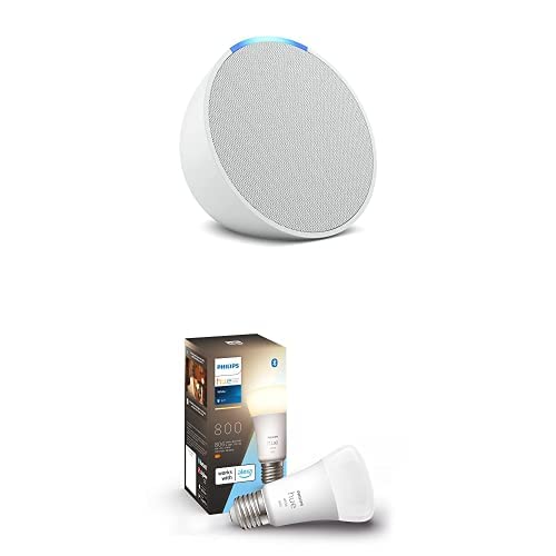 Produktbild: echo pop, philips hue white smart bulb E27, smart home einsteigerpaket