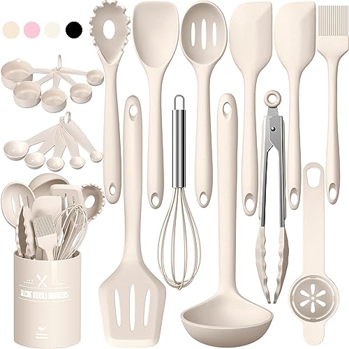 Produktbild: silicone küchenutensilien set, 22-teilig, hitzebeständig, gesund, spülmaschinenfest - khaki