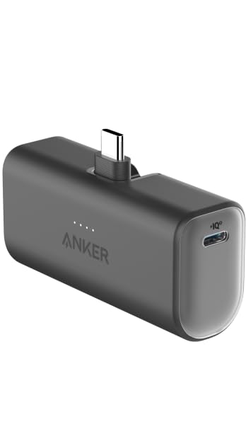 anker nano powerbank 5000mAh 22,5W faltbarer usb-c konnektor schwarz