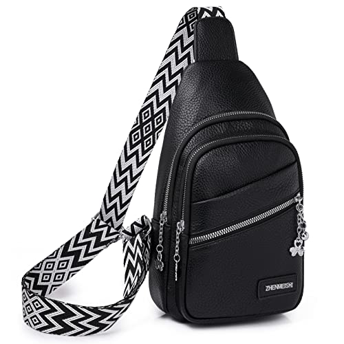 Myhozee Sling Bag Damen Klein PU Leder Umhängetasche für Outdoorsport, Wandern