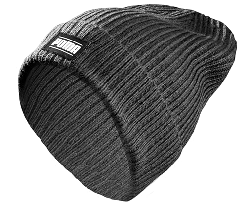 puma beanie unisex ribbed classic cuff, strong gray, 024038