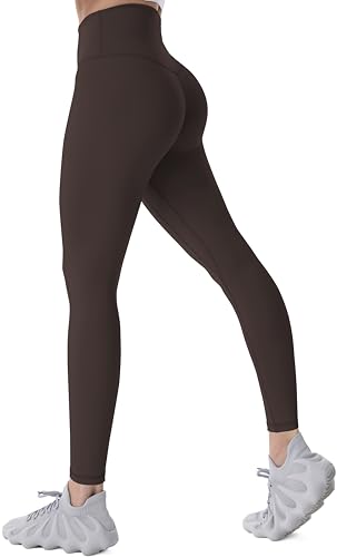 sunzel leggings damen mit bauchkontrolle blickdicht yogahose fitness braun L