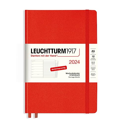 wochenkalender 2024 leuchtturm1917 notizbuch a5 fox red mit extraheft für adressen