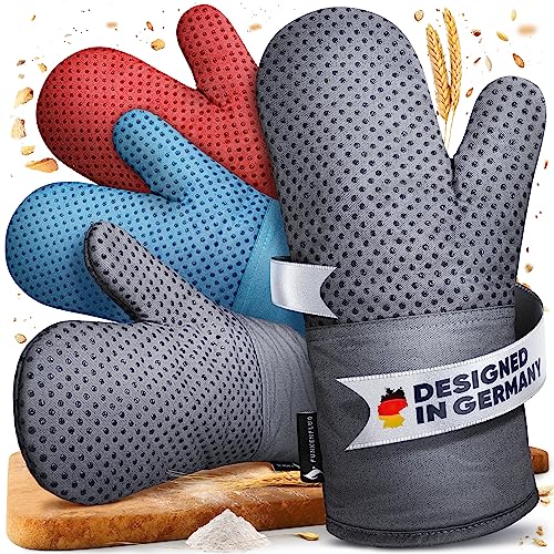 funkenflug ofenhandschuhe hitzebeständig, anti-rutsch, langer unterarmschutz, grau