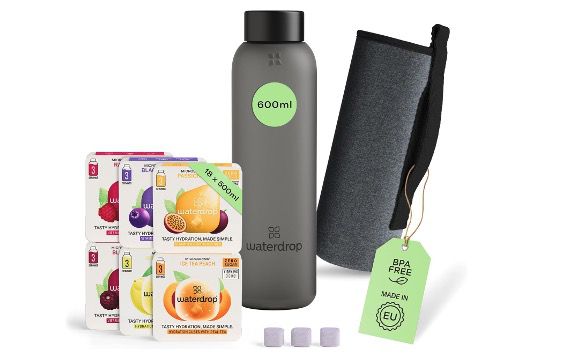waterdrop starterset glas 600ml black mit 18 drops für 32,21 euro