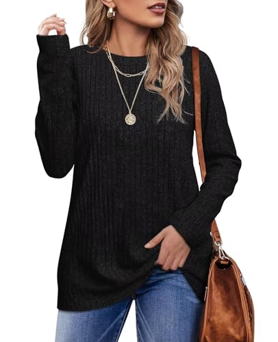 jescakoo damen pullover langarmshirt rundhals leichter herbst strickpullover