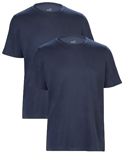 Entdecke das PUMA Kurzarm T-Shirt im praktischen 2er Set. Aus soften Baumwolle, marineblau und stylish - ideal für lässige Looks in Größe L.