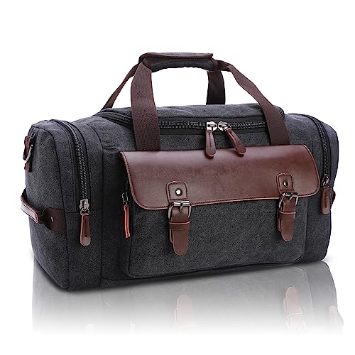 canvas reisetasche herren 20-35l, tan.tomi sporttasche mit verstellbarem gurt, 5 taschen