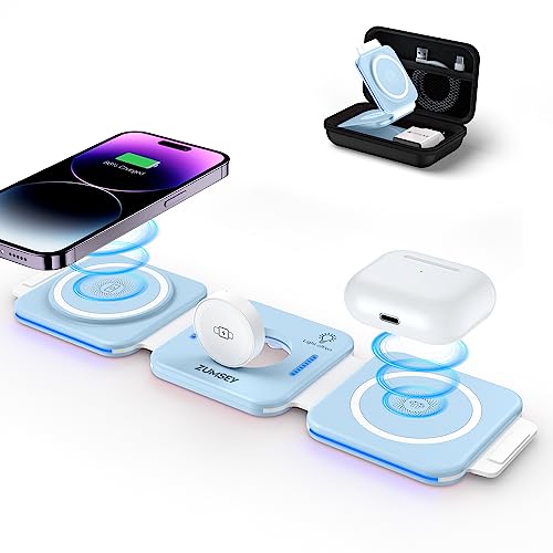 zumsey kabellose reiseladestation 3 in 1 für iphone und apple watch, faltbar