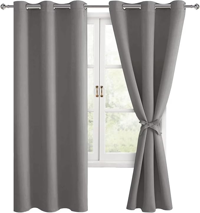 Blickdichte Verdunklungsvorhänge Grau, 2 Stück, 228 x 228 cm, mit Ösen