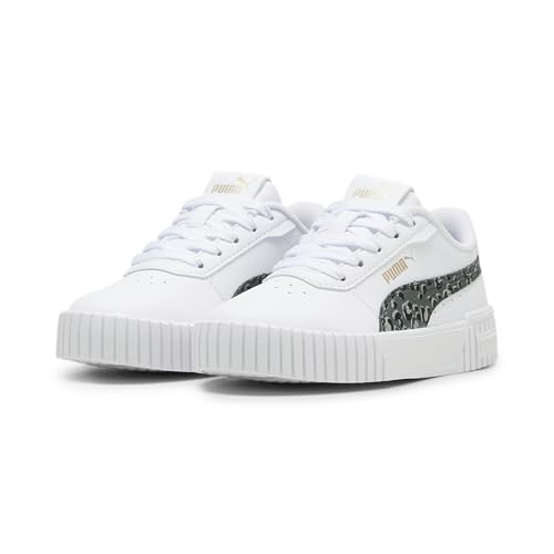 puma sneakers mädchen carina 2.0 animal update 30 weiß mineral grau gold