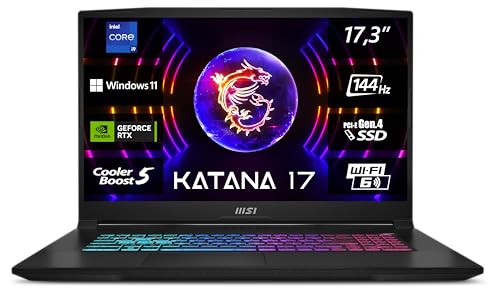 msi katana 17 b13vgk-671 gaming laptop, qwertz tastatur, schwarz