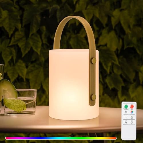 nicebuy led tischlampe outdoor rgb dimmbar kabellos akku usb fernbedienung ip44 wasserfest