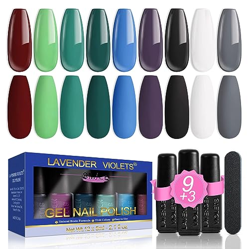 lavender violets gel-nagellack-set 13 teile grün blau matt-n uv-nagellack maniküre kit