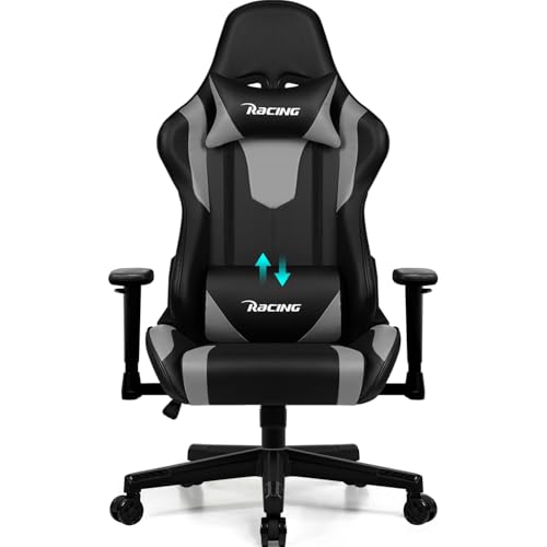 gaming stuhl homimaster ergonomisch, verstellbare lendenkissen, kopfkissen, armlehnen, 150 kg belastbarkeit