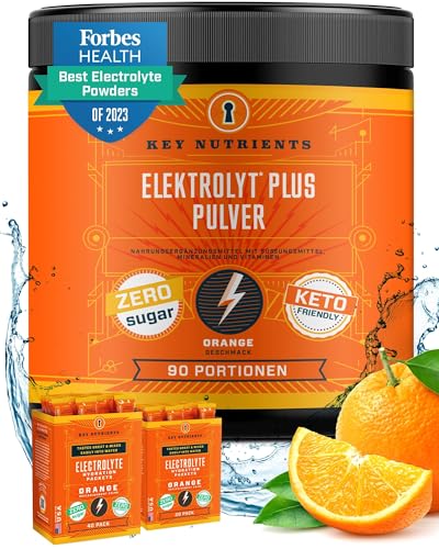 key nutrients elektrolyt pulver ohne zucker, orange, 90 portionen, magnesium, kalium