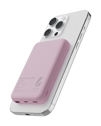 magnetische wireless powerbank 10000mAh ll trader, kabellos für iphone 12-16 (rosa)