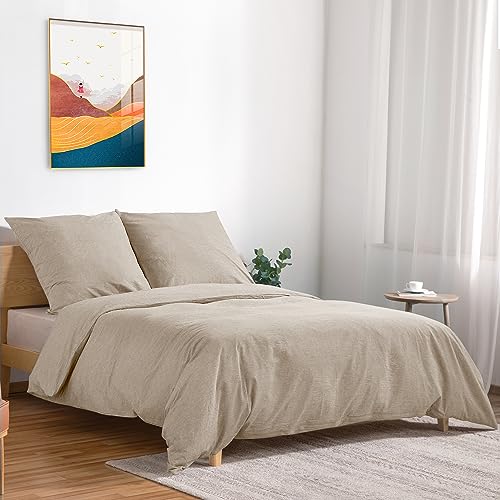 tocomoa bettwäsche 155x220 cm beige, 2-teilig, baumwolle, oeko-tex, reißverschluss