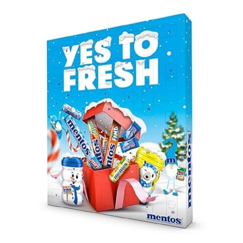 mentos adventskalender 2024, 24 jahrestüren mit kaubonbons und kaugummi, 444 g