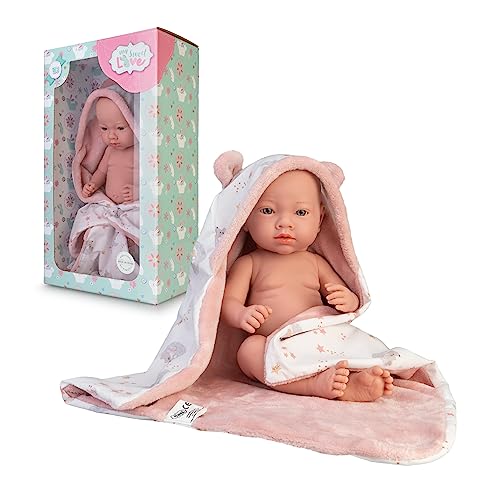 real baby girl my sweet love mit decke, hochwertige babypuppe 30 cm