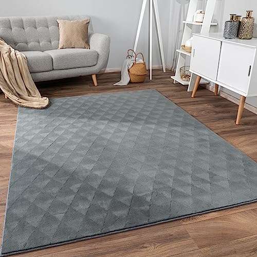 paco home teppich kurzflor rutschfest skandinavisches design geometrisch anthrazit 60x100 cm