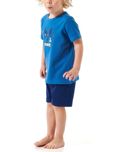 schiesser jungen pyjama set kurz 100% bio baumwolle blau größe 140