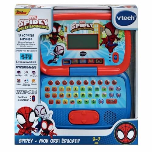 vtech disney junior spidey lerncomputer für kinder, 15 spiele, 3-7 jahre, französisch