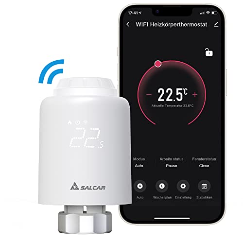 salcar smart radiator thermostat wifi trv603, kompatibel mit alexa und google assistant