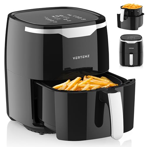 Produktbild: heißluftfritteuse vertenz airfryer xl 5 liter 1400 w 8 automatiche menüs schwarz
