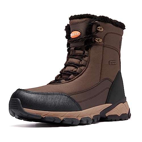Winterstiefel Herren Wasserdicht Gefüttert Schneestiefel Hohe Wanderschuhe Braun EU 45