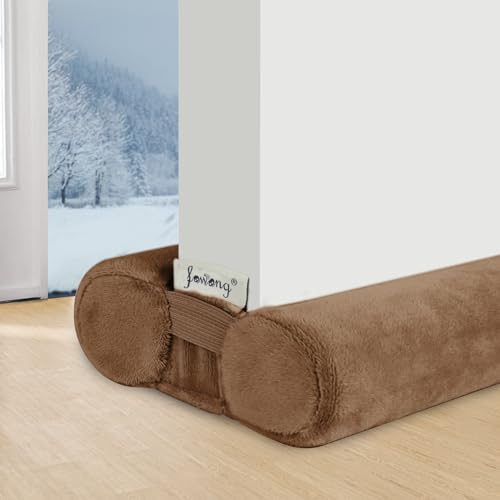 fowong draught excluder für türen 90 cm, verstellbare dichte für spalten 1,8-5 cm, braun